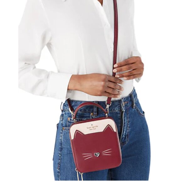 Kate Spade Meow Daisy cat crossbody 2-way bag EUC - Picture 2 of 9